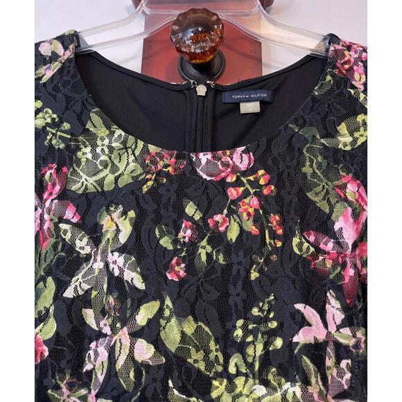 Tommy Hilfiger Womens Size 18 Black Floral Layered Knee Length Dress NWT! A3471 - Picture 5 of 12